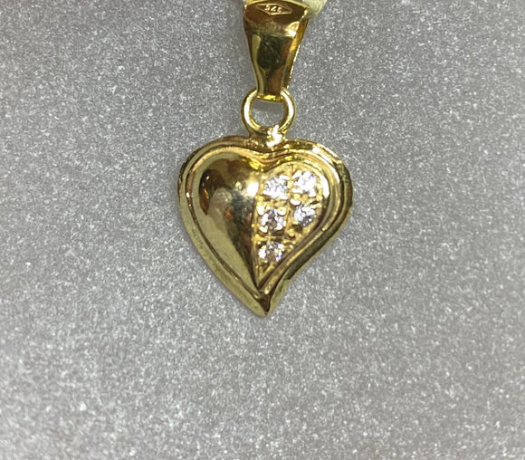 9ct Gold Pavé Heart Pendant Charm