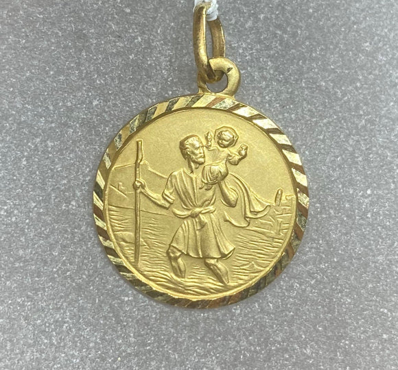 18ct Yellow Gold Saint Christopher Token