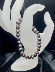 Black Dyed Fresh Water Elastic Pearl Bracelet