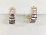 9ct Two Tone Diamond Cut Huggie Earrings