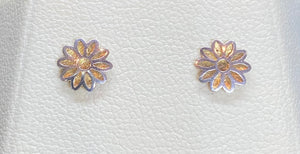9ct Two Tone Flower Cut Out Studs