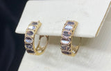 9ct Two Tone Diamond Cut Huggie Earrings