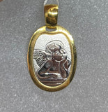 18ct Two Tone Angel Cherub Pendant