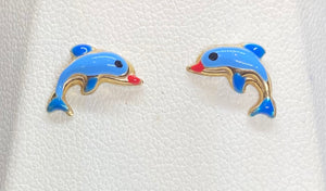 9ct Yellow Gold Dolphin Studs