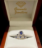 9ct White Gold Ruby or Sapphire Diamond Dress Ring