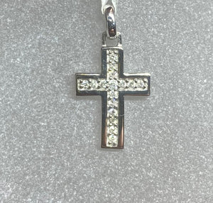 9ct White Gold Small Diamond Cross