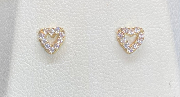 9ct Yellow Gold Cut Out Heart Studs