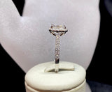 4 Claw Emerald Cut Diamond Ring with Diamond Halo & Shoulders