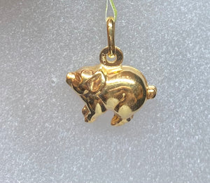 9ct Yellow Gold Pig Pendant Charm