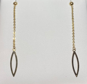 9ct Yellow Gold Chain Drop Leaf Earrings