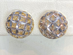 9ct Two Tone Filigree Half Ball Stud