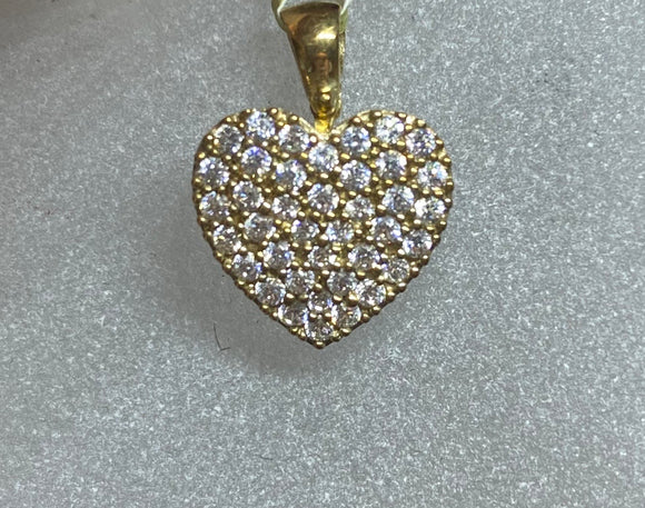 9ct Yellow Gold Cubic Pavé Heart