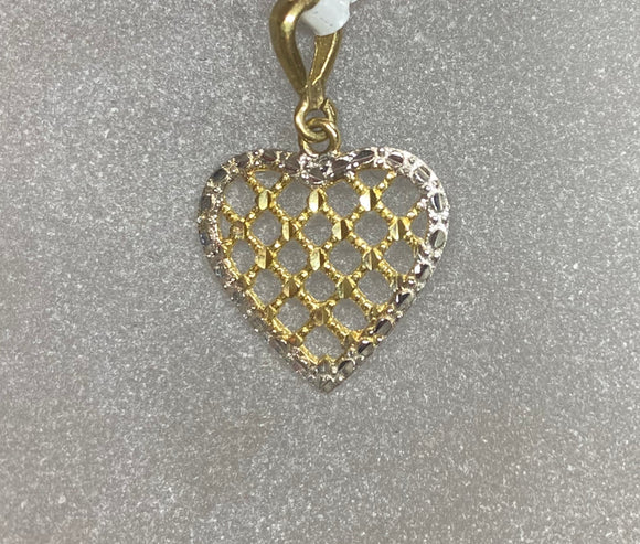 9ct Two Tone Criss Cross Heart Pendant