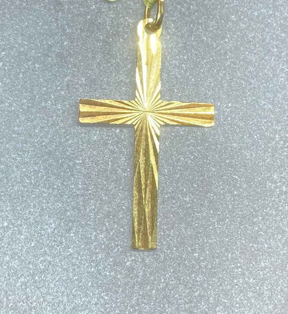 9ct Yellow Gold Diamond Cut Detail Cross