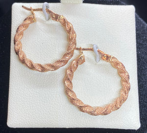 9ct Rose Gold Twist Hoop Earrings