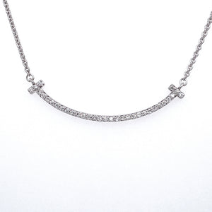 9ct White Gold Diamond Smile Necklace