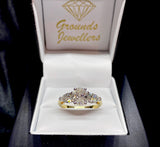 3 Stone Oval and Pear Cut Diamond Ring