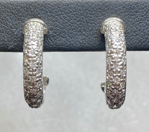 18ct White Gold Half Hoop Diamond Pavé Earrings