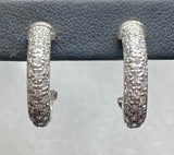 18ct White Gold Half Hoop Diamond Pavé Earrings