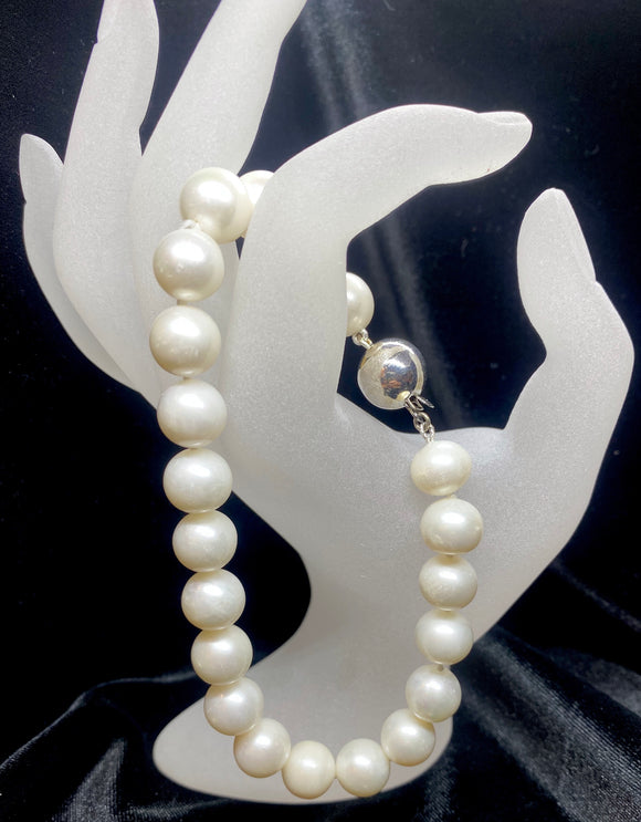 Sterling Silver White Fresh Water Pearl Bracelet