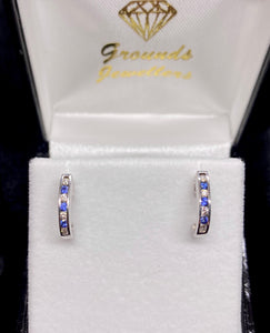18ct White Gold Sapphire & Diamond Earrings