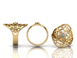 Ornate Gold Diamond Ring
