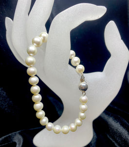 Sterling Silver White Fresh Water Pearl Bracelet