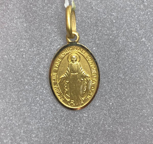 18ct Yellow Gold Virgin Mary Token Pendant