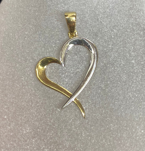 9ct Two Tone Heart Pendant