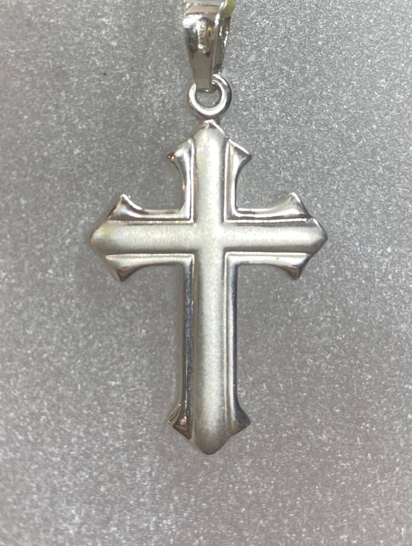 18ct White Gold Matte & Polished Cross