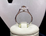 18ct White Gold Radiant Cut Cognac Diamond Halo Ring