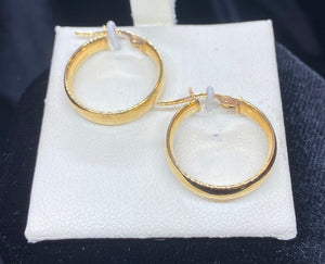 9ct Yellow Gold Barrel Hoop Earrings