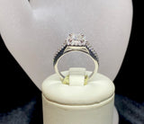 18ct White Gold Princess Cut Diamond Ring with Diamond Halo and Split Shoulders