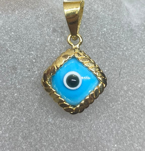 9ct Yellow Gold Evil Eyes Pendant Charm