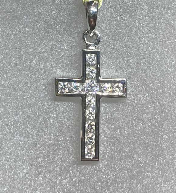 18ct White Gold Diamond Cross