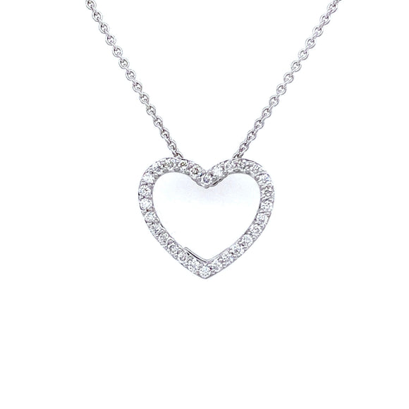 9ct White Gold Diamond Heart Necklace