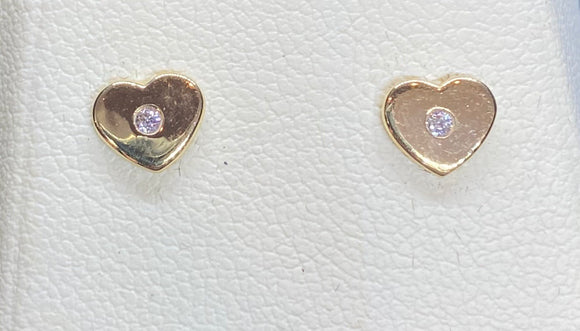 9ct Yellow Gold Heart Studs