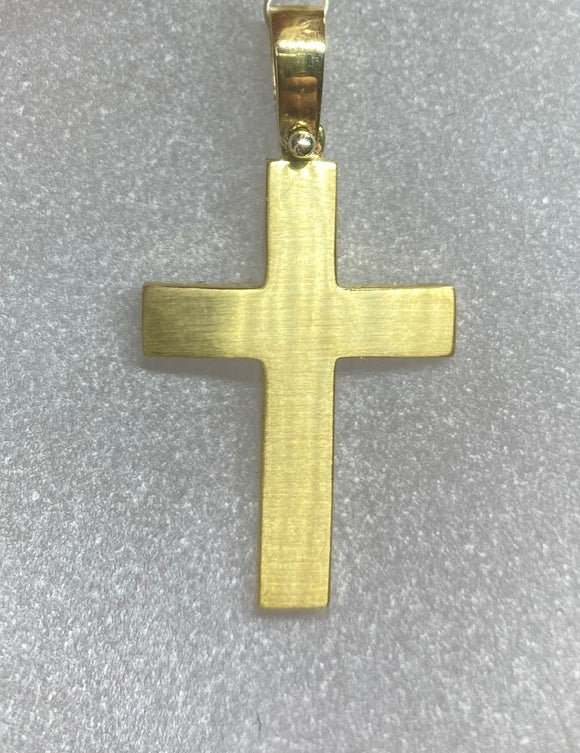 9ct Yellow Gold Brushed Cross