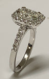 4 Claw Emerald Cut Diamond Ring with Diamond Halo & Shoulders