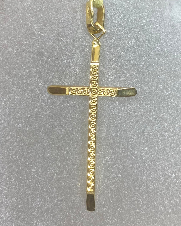 18ct Yellow Gold Diamond Cut Cross