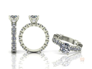 4 Claw Brilliant Cut Diamond Ring with Diamond Shoulders