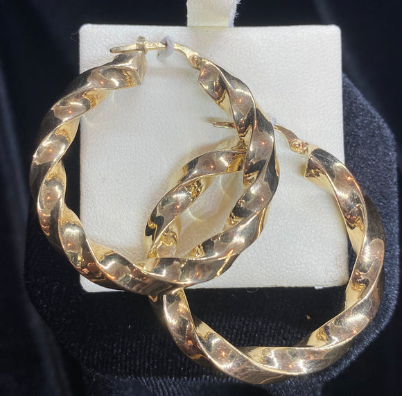 9ct Yellow Gold Twist Hoop Earrings