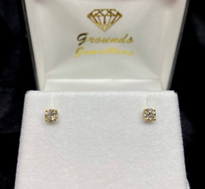 9ct Yellow Gold Brilliant Cut Diamond Stud Earrings