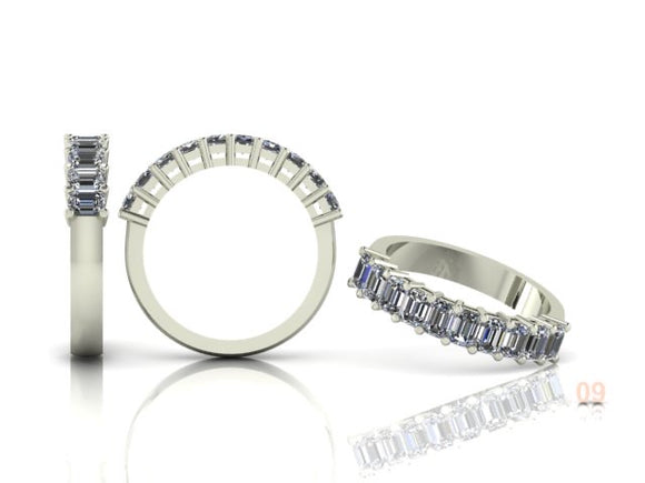 Claw Set Emerald Cut Diamond Half Band