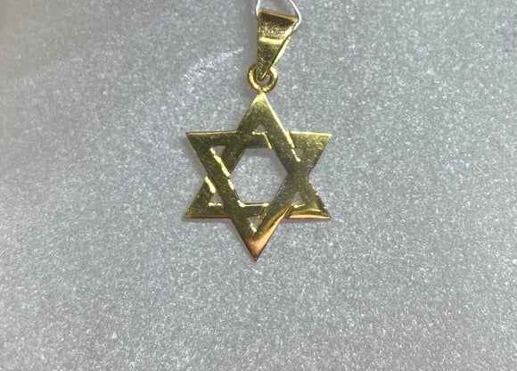 18ct Yellow Gold Star of David Pendant Charm