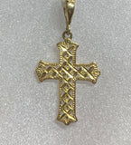 9ct Gold Filigree Diamond Cut Cross