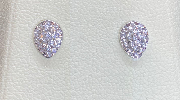 9ct White Gold Pear Shape Studs
