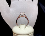 4 Claw Emerald Cut Diamond Ring with Diamond Halo & Shoulders