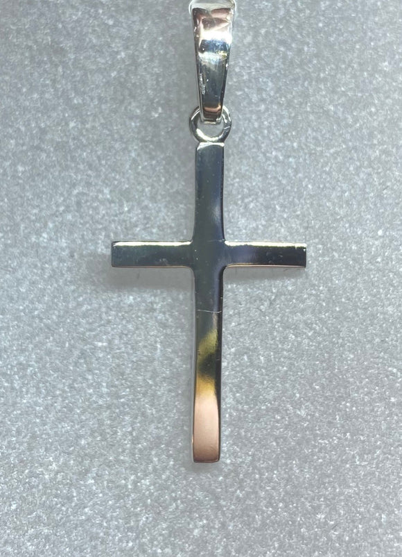 9ct White Gold Simple Cross