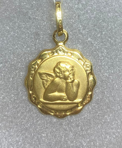 18ct Yellow Gold Cherub Angel Pendant